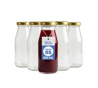 Espirito Rebelde Lot de 5 Bouteilles en Verre Vides de 250 ml avec Couvercle | Bouteilles en Verre pour Jus, Lait, Barbecue, Sauces | Idéales pour Pique-niques, Mariages et Fêtes