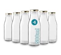 Espirito Rebelde Lot de 6 Bouteilles en Verre Vides de 500 ml avec Couvercle | Bouteilles en Verre pour Jus, Lait, Barbecue, Sauces | Idéales pour Pique-niques, Mariages et Fêtes