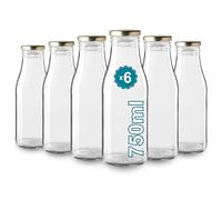 Espirito Rebelde Lot de 6 Bouteilles en Verre Vides de 750 ml avec Couvercle | Bouteilles en Verre pour Jus, Lait, Barbecue, Sauces | Idéales pour Pique-niques, Mariages et Fêtes