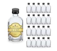 Espirito Rebelde Pack de 20 Mini Bouteilles en Verre Safira 50ml avec Bouchon a Vis Noir- Mignonnettes Alcool 5cl, Petites Fioles Échantillons- Idéal pour Cadeaux, Mariages