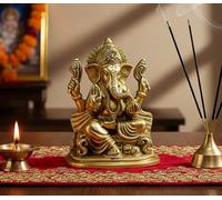 Esplanade 5" Ganesha en Laiton | Décoration d'intérieur | Ganesh Ganesha Ganpati Ganapati Murti Idol (Assis Ganesha)