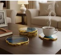 Esplanade Agate Verte sous-Verres de Bar à bière Café Thé Dessous de Verre - Lot de 4 Dessous de Verre - Parfait Accessoires de Table Vaisselle