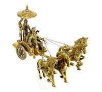 Esplanade Brass Krishna Arjuna Rath Chariot Horses Showpiece | Décoration d'intérieur | Krishna Arjun Updesh | Gita Saransh (4 Chevaux Rath)…