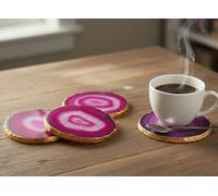 eSplanade Dessous de Verre en Agate Naturelle Bar Bière Café Thé Dessous de Verre - Ensemble de 4 Dessous de Verre - Accessoires de Table Parfaits Vaisselle Violet…