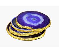 Esplanade Dessous de Verre en Agate Naturelle Bar Bière Café Thé Dessous de Verre - Ensemble de 4 Dessous de Verre - Accessoires de Table Parfaits Vaisselle, Bleu…