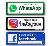 eSplanade Facebook Twitter Instagram Whatsapp Signe Autocollant Combo (Lot de 4) - Taille (22,9 x 7,6 cm)…
