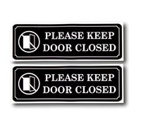 Esplanade Intérieur/extérieur (lot de 2) 22,9 x 7,6 cm Veuillez garder Porte fermée Pancarte Autocollant de Noir et blanc - pour Business Store, boutique, café, bureau, restaurant