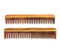 eSplanade Lot de 2 peignes en bois pour homme et femme en bois de sheesham Marron fait à la main anti-statique pour cheveux, barbe, moustache