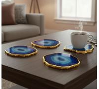 eSplanade Lot de 4 dessous de verre en agate naturelle pour bar, bière, café, thé - Accessoires de table parfaits - Violet