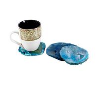 Esplanade Lot de 4 Dessous de Verre en Agate pour Bar, bière, café, thé, Accessoires de Table Parfaits (Bleu)