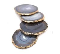 Esplanade Lot de 4 sous-Verres en Agate Naturelle Bar Bière Café Thé Dessous de Verre - Accessoires de Table Parfaits Vaisselle (Gris Naturel)…