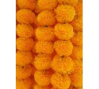 eSplanade Lot de 5 guirlandes de fleurs de calendula artificielles pour décoration de la maison - Couleur safran - 1,2 à 1,4 m de long
