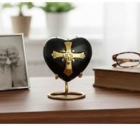 Esplanade Mini urne funéraire en laiton en forme de cœur pour cendres funéraires 7,1 cm (gris foncé, 7,1 cm, gravée)