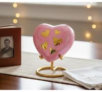 Esplanade Mini urne funéraire en laiton en forme de cœur pour cendres funéraires 7,1 cm (rose, 7,1 cm, gravée)