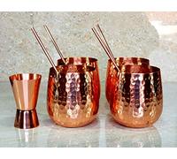 eSplanade Moscow Mule Lot de 4 tasses à cocktail en cuivre avec 4 pailles en cuivre et un mesureur de pince