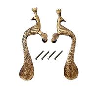 eSplanade - Paire de poignées de porte design en laiton (2 pcs) | Ensembles de poignées | Décor de porte | Poignées de porte en laiton - en forme de paon (25,4 cm)…