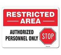 eSplanade Panneau autocollant « Restricted Area », « Autorisé Personnel Only » - Facile à installer, résistant aux intempéries, encre longue durée (25,4 x 17,8 cm)