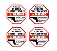 eSplanade PROTÉGÉ PAR LE PROPRIÉTAIRE ARMÉ - Panneaux d'avertissement pour armes de poing (lot de 4) Taille 3,5" x 3,5" - Autocollants d'alerte de porte de fenêtre…