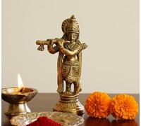 eSplanade - Statue de Makhan Chor Laddoo Gopal Baby Krishna Kishan Thakurji Murti Idol en Laiton 8,9 cm