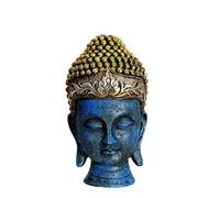 eSplanade Statue de tête de Bouddha pour la décoration intérieure | pièce maîtresse de Visage de Bouddha en résine pour Salon, méditation, Table de Bureau, étagère | Bleu (Bleu)
