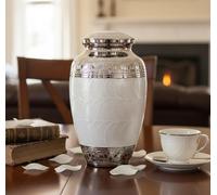 eSplanade Urne de crémation en Laiton Blanc Urnes commémoratives | Urnes en Laiton | Urne en métal | Urne funéraire | Urne commémorative (Blanc)