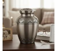 eSplanade Urne de crémation en Laiton Urnes commémoratives Urnes conteneur Pot Pot | Urnes en Laiton | Urne en métal | Urne funéraire | Urne commémorative (Argent)