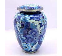 eSplanade Urne funéraire commémorative pour cendres humaines | Urnes funéraires | Bleu floral - 25,4 cm (taille complète)