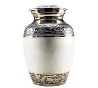 eSplanade Urne funéraire Conteneur commémoratif Pot Pot | Urnes funéraires en métal | Souvenir pour Les Cendres | Laiton - Blanc - 6" Pouces (Moyen)…