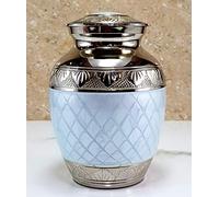 ESPLANADE Urne funéraire en métal | Taille moyenne pour cendres funéraires | Métal bleu gravé - 15,2 cm