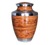 eSplanade Urne funéraire en métal | Urne funéraire en bois imprimé | Urne funéraire de taille réelle pour cendres funéraires | Urne en métal imprimé | Marron - 25,4 cm