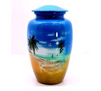 eSplanade Urne funéraire funéraire pour cendres humaines | Urnes funéraires | Bleu mer plage - Bleu ciel - 25,4 cm