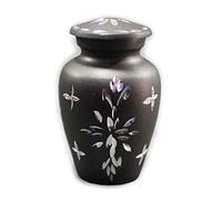 eSplanade Urne funéraire Memorials Conteneur Jar Pot | Urnes en métal | Urnes funéraires | Urne commémorative (sculptée en blanc) (Grey)