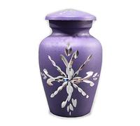eSplanade Urne funéraire Memorials Conteneur Jar Pot | Urnes en métal | Urnes funéraires | Urne commémorative (sculptée en blanc) (Purple)