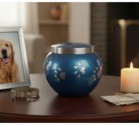 eSplanade Urne funéraire pour Animaux de Compagnie Commémoratifs Conteneur Pot Pot | Urne en Laiton | Urne en métal | Urne funéraire | Souvenirs commémoratifs | Urne pour Chien et Chat (Bleu)…