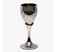 ESPLANADE Verre à vin gravé en laiton, verre en métal, flûtes à champagne, calice médiéval royal, coupe vintage, cadeau de Diwali, cadeau d'anniversaire de mariage (argent)