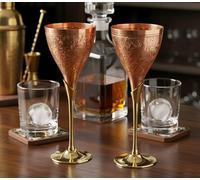 eSplanade Verres à vin en laiton plaqué cuivre gravé Verres à champagne Coupes Lot de deux - Idéal pour Moscow Mule aussi…