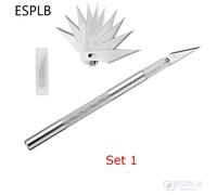 Esplb Couteau À Scalpel En Métal Coloré Couteaux Artisanaux Antidérapants Pour Sculpture Et Gravure Avec Lames Supplémentaires -11 Pour Téléphone Portable Pcb - Type Silver Set