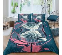 ESPLJQRYX Badminton Racket Parure de Lit 3 pièces Microfibre Hypoallergique Imprimé en 3D Léger Sporty Graphic Design Linge de Lit avec Fermeture Éclair Confortable for Adulte King（220x240cm）