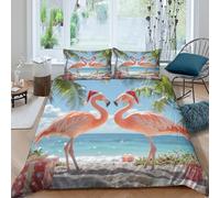 ESPLJQRYX Flamingo Christmas Housse de Couette Microfibre 3 Pièces Imprimé en 3D Super Douce Tropical Holiday Parure de Lit avec Fermeture Éclair Résistante for Hommes Super King（260x220cm）