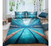 ESPLJQRYX Nageant Pool Linge de Lit Microfibre 3 Pièces Imprimé en 3D Super Douce Underwater Perspective Housse de Couette avec Fermeture Éclair Résistante for Chambre Enfants Super King（260x220cm）
