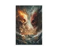 ESPLJQRYX Tête de mort Murale DécoRatononion Murale Image Sur Toile Tableau Impression Sur Toile Affiche DecoRatononion Pour Chambre Et Couloir Premium 16x24inch(40x60cm)