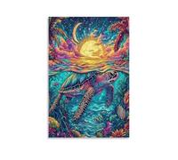 ESPLJQRYX Tortue de mer Murale DecoRatononion Murale Peintures Sur Toile Impression Sur Toile Pour Chambre Et Couloir Premium 12x18inch(30x45cm)