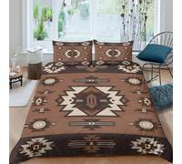 ESPLJQRYX Tribal Rug Parure de Lit Microfibre Hypoallergique 3 Pièces 3D Effet Confortable Native American Motif Housse de Couette avec Fermeture Éclair Ultra Douce for Adulte Single（135x200cm）
