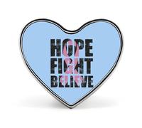Espoir, Combattre, Croire - Broche bouton en forme de cœur, décoration pour chapeau, vêtement ou sac, symbole du cancer du sein