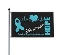 Espoir Pour Une Sensibilisation À La Guérison Du Cancer Du Col De L'Utérus Drapeaux De Jardin Durable Drapeau De Festival Imprimé Bannières 90X150Cm Pour Clubs Accessoires Dortoirs