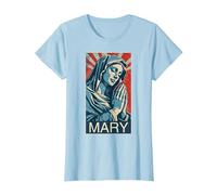 Espoir SACRÉ - Prière de la Sainte Vierge Marie T-Shirt, Femme, Bleu Céleste, XXL