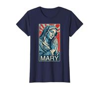 Espoir SACRÉ - Prière de la Sainte Vierge Marie T-Shirt, Femme, Bleu Marine, 3XL