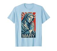 Espoir SACRÉ - Prière de la Sainte Vierge Marie T-Shirt, Homme, Bleu Céleste, S