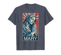 Espoir SACRÉ - Prière de la Sainte Vierge Marie T-Shirt, Homme, Bleu Chiné, 6XL