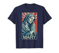 Espoir SACRÉ - Prière de la Sainte Vierge Marie T-Shirt, Homme, Bleu Marine, M